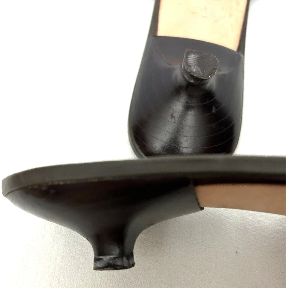 Talbots Pointed-Toe Slip-On Mules Women's 9.5 B Gray Double Strap Kitten Heel